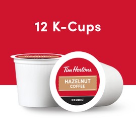 Tim Hortons Hazelnut Flavored, Medium Roast Coffee, Single-Serve K-Cup Pods Compatible with Keurig Brewers, 12ct K-Cups, Red