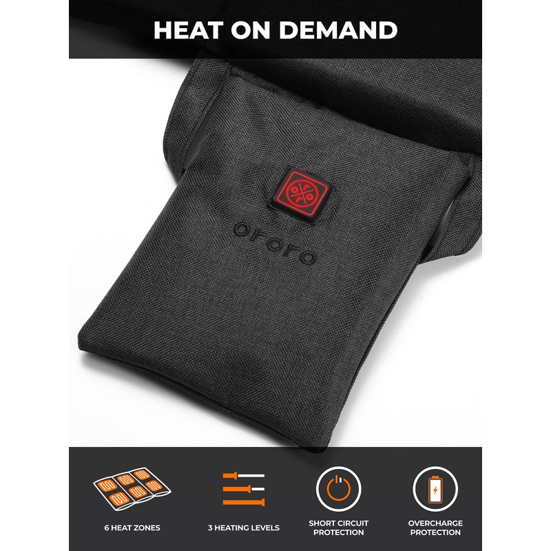 ORORO Heated Seat Cushion with Battery Pack, Foldable USB Heated