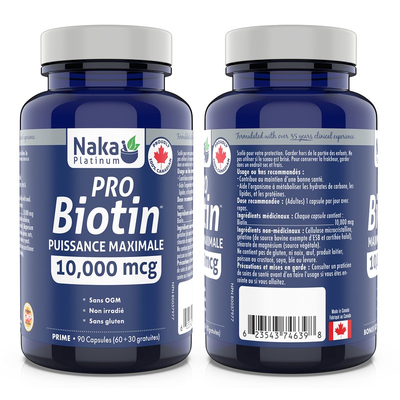 Naka Platinum PRO Biotin Maximum Potency 10,000 mcg promotes Healthy