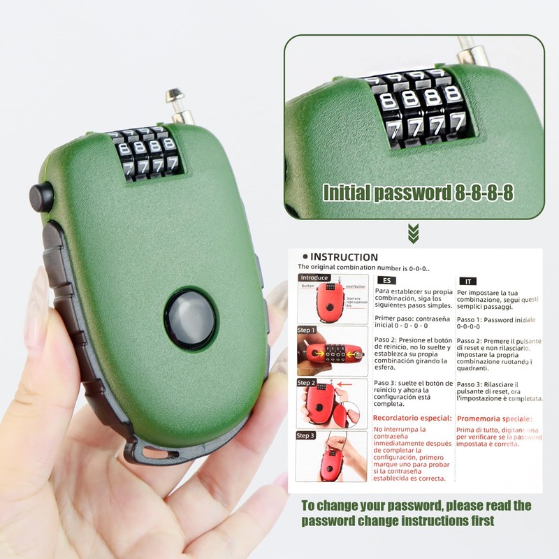 Combination Lock, 4 Digit Padlock, Small for Suitcases and Bicycles,