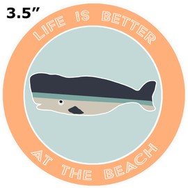 Athena Brands Whale Life is Better at the Beach Car Truck Window Bumper Graphic Sticker Decal - Sunset Orange