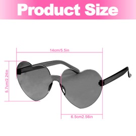 Bojueshaw Heart Shape Sunglasses - Multicolor Rimless Heart-shaped One Piece Glasses,Love Heart Shaped Glasse for Summer Party Costumes Cosplay(Black)