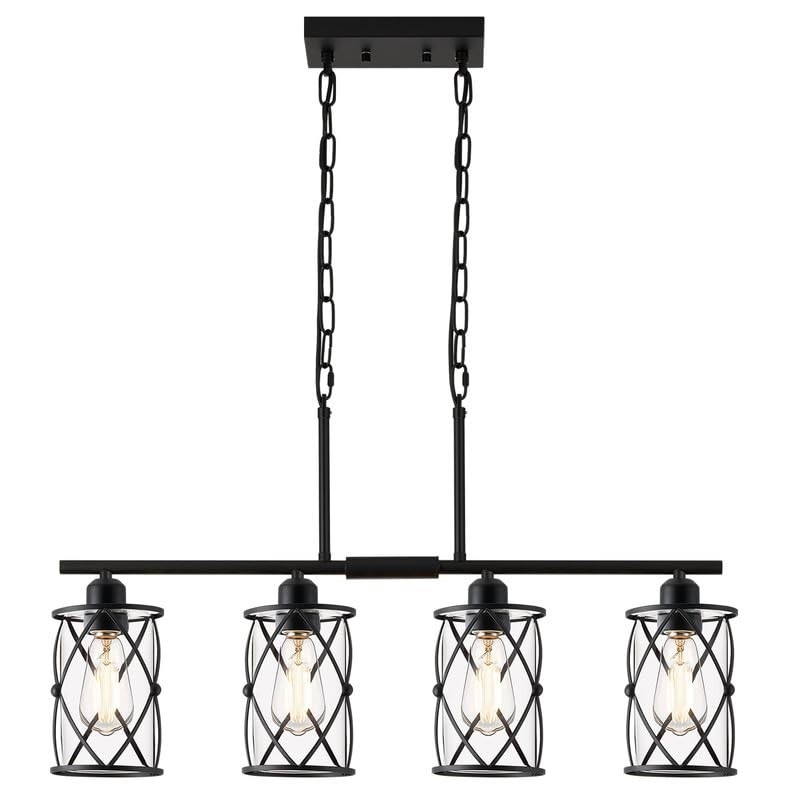 Osimir 4-Light Kitchen Island Lighting, Modern Black Dining Room Light