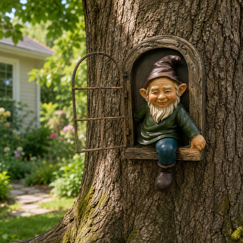 Tree Gnome Decoration for Garden Décor – Whimsical Window Elf