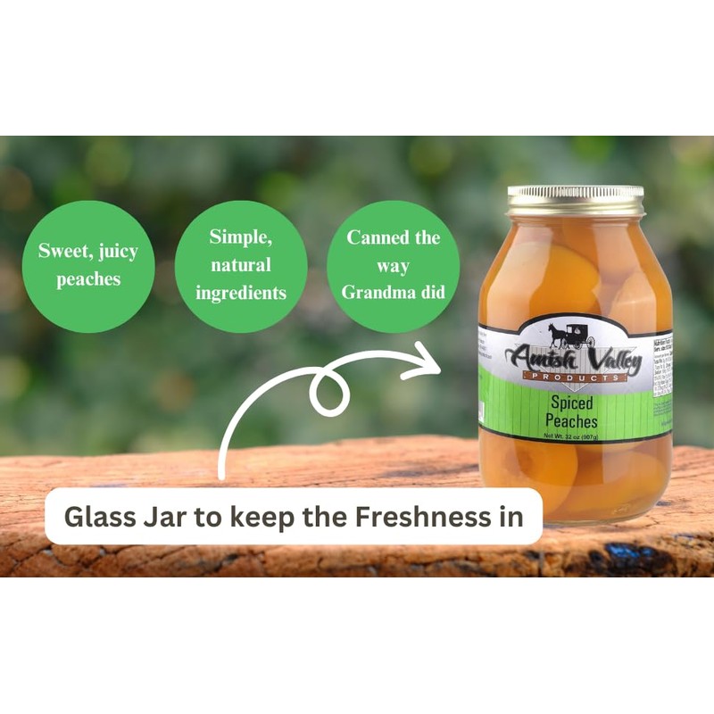 Amish Valley Products Old Fashioned SPICED Peaches Halves Canned Jarred
