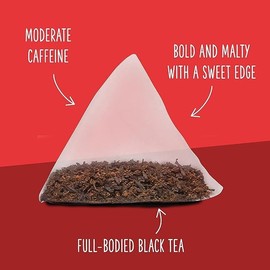 Two Leaves and a Bud Organic English Breakfast Tea Bags, Caffeinated Whole Leaf Black Tea in Compostable Sachets, 100 Count (Pack of 1)