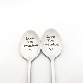 Christmas Spoon Gifts for Grandparents Love You Grandma Grandpa Spoon Set Fathers Day Mothers Day Gift Anniversary Birthday Gifts for Grandma Grandpa