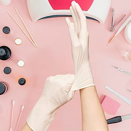 PH Professional Grade Nail & Beauty Salon Pedicure Manicure Ultra Strong Latex Powder Free Disposable Gloves (50pairs[100pcs]) (Medium)
