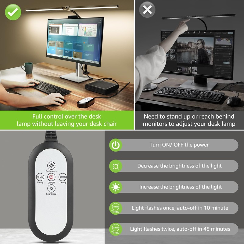 ShineTech LED Desk Lamp for Home Office, 3000K Warm White