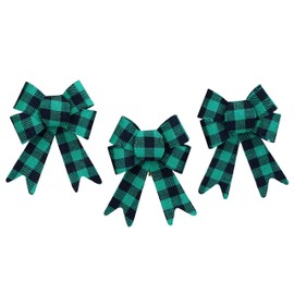 Iconikal Decorative Holiday Bow, 5 x 7 inches (Green Buffalo Plaid)
