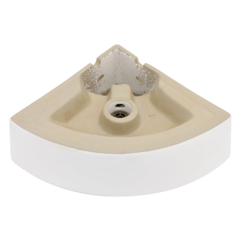 Lordear Wall Mount Corner Bathroom Sink 18 Inch White Ceramic