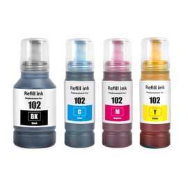 Go Inks 1 Set of 4 Ink Bottles 127ml/127ml to replace Epson 102 Compatible/non-OEM for EcoTank Printers