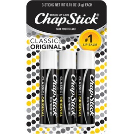 ChapStick Classic (3 Sticks) Original Flavor Skin Protectant Flavored Lip Balm Tube, 0.15 Ounce Each