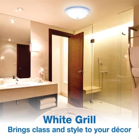 Air King DRLC703 Decorative Round Quiet Exhaust Bath Fan with Light, 70-CFM, White Finish