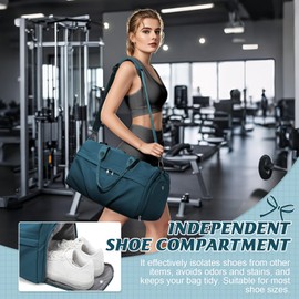 Gym Bag Womens Mens with Shoes Compartment,Wet Pocket,Sport Gym Tote Bags Travel Duffel Bag, Weekend Overnight Carry on Bag