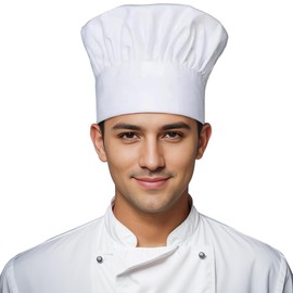 Duogoo Unisex Chef Hat Adjustable Kitchen Cooking Chef Works BBQ Grill Baker Cap for Adults and Child, White