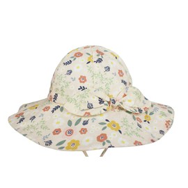 Baby Girl Sun Hat Infant Summer Beach Hats with UPF 50+ Toddler with Wide Brim Strap Outdoor Bucket Hat Floral Beauty 2-4 Years