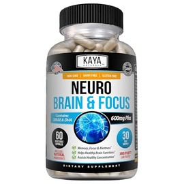 Kaya Naturals - Neuro Cerebro para memoria y enfoque - Cpsula de energa nootrpica - Suplemento de apoyo cerebral nootrpico - Enfoque y concentracin y 