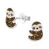Sloth Earrings with Crystal Stones - 925 Sterling Silver