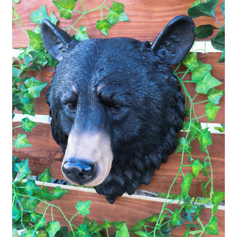 Ebros Large Olympic Black Bear Head Wall Decor Plaque 16"Tall
