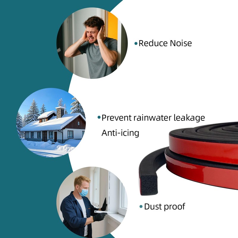 Tintvent Solid Rectangle Rubber Seal with High Tack Self-Adhesive Tape,