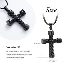 VCCWYQK Cross Urn Necklaces for Ashes Stainless Steel Cremation Jewelry Memorial Keepsake for Men Women Ashes