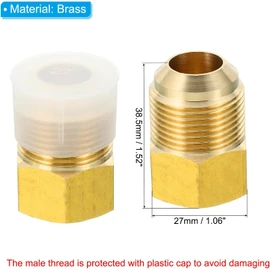 PATIKIL 5/8 SAE (7/8"-14UNF) Female Flare x 3/4 SAE (1 1/16"-14UNF) Male Flare Connectors, 2Pcs 45 Degree Brass Adapter Pipe Fitting for Air Gas Line Refrigeration HVAC