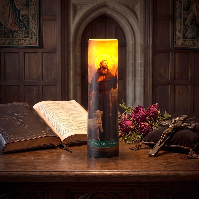 Anglechic Religious St Francis of Assisi LED Candle Gift Catholic