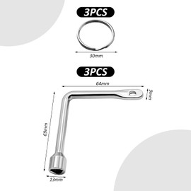 3-Piece Triangle Key Wrench and 3-Piece Key Ring, Anti-Rust Triangle Key, Multi-Function Key Tool, Suitable for Electrical Control Cabinets and Water Meter Valves.