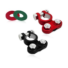 Ohleats 1 Pair Battery Terminals Connector, Aluminium Alloy Connector Top Terminal with 2 PCS Anti-Corrosion Washers, Adjustable Positive and Negative Battery Cable End for Car, Boat, Truck