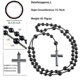 KYEYGWO Hematite Cross Necklace Crystal Stone Pendant for Men and Women, Religious Prayer Pearl Necklace, Catholic Jewellery, Gemstone Pearl Necklace, Stone Pearl stone