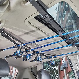 TRINKA Fishing Rod Holder, Pole Carrier for Vehicle/Ship Rear Seats, Car, SUV, Wagons, Vans - Adjustable Strap(2 Strap)