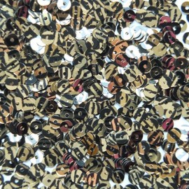 4mm Flat Round Sequin Paillettes ~ Gold Black Stripe Tiger Effect Metallic ~ Loose paillette sequins