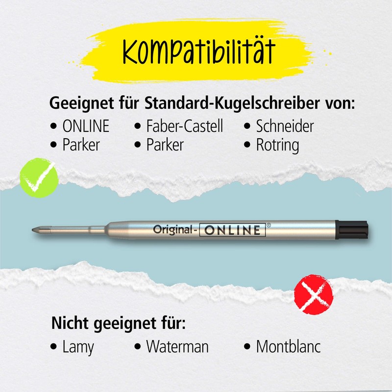 Online 6x Compatible Parker Ballpoint Pen Refills G2 Format Line