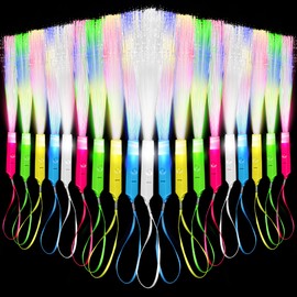 40 Pack Fiber Optic Sticks LED Fiber Wand Glow Fiber Optic Wands Light up Wand with 3 Light Modes Glow in the Dark for Glow Birthday Entertainment Props Carnival Disco Party Supplies (Color Set 1)