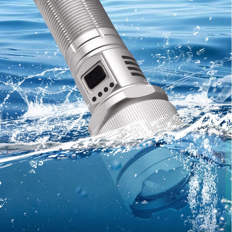 Rechargeable LED Flashlight High Luminous Flux 8000LM Telescopic Zoom Handheld