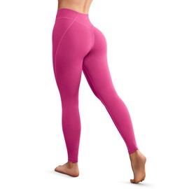 AVGO Workout Leggings for Women Tummy Control 25" - V Shaped Butt Lifting Gym Yoga Pants High Waisted & No Front Seam(Pink, M)