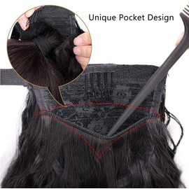 SEGO 66 cm Ponytail Extension, Hairpiece Braid, Corn Wavy Clip-In Ponytail Hair Extension, Curly Synthetic Hair, 1# Black, 26 inches (66 cm) – 110 g