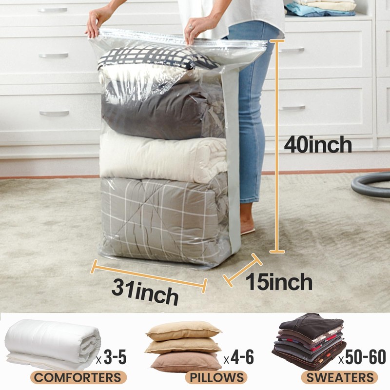 TAILI 6 Pack Vacuum Storage Bags, Jumbo Cube (31x40x15 Inch),