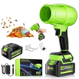 Portable Electric Cordless Leaf Blower – 400000RPM Handheld Blower with 4.0Ah Batteries & Charger, Variable Speed Lightweight Air Duster for Snow, Lawn, Patio & Dust Cleaning, Green