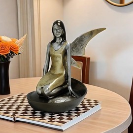 MOTIAHOOM Flower Fairy Sculpture, Beautiful Fairy Statue Home Table Ornaments Resin Craft Realistic Figurine Decor Angel Miniature Figurine Resin Decoration Wedding Birthday Gift