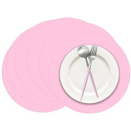 100 Pieces Pink Paper Place Mats Light Pink Round Disposable Table Mats Decorative Placemats for Wedding Bridal Shower Pink Birthday Party Dining Decor