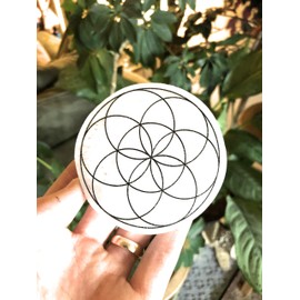3" Selenite Charging Plate Seed of Life Design