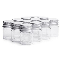 12PCS 15ml Clear Empty Small Glass Storage Oil Vials Test Bottles With Aluminum Screw Cap Sample Jars Bottle Containers For Decorations Message Wishing Jewelry Accessories Candy