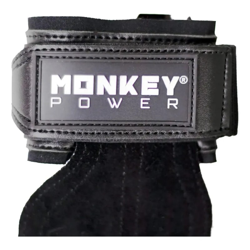 Straps Gym En Piel Callera Mayor Agarre Monkey Power Negro
