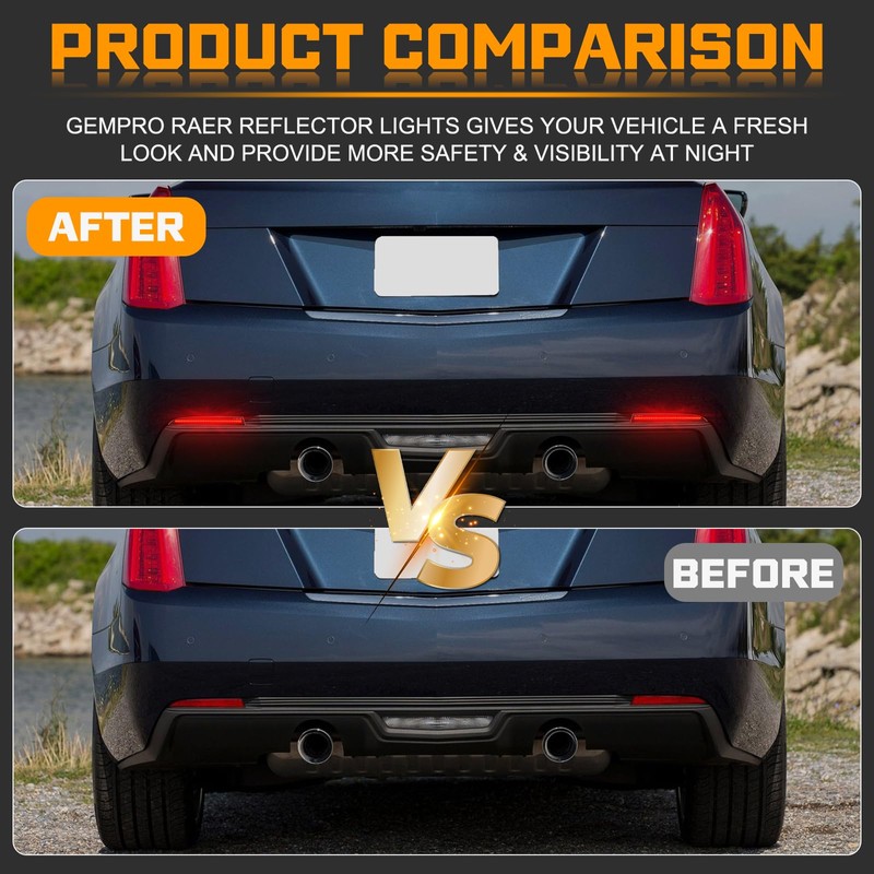 Gempro Rear Bumper Reflector Lights for 2016-2023 Chevy Camaro Led