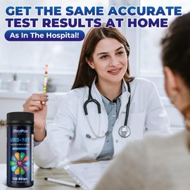 NewPos Urine Test Strips for Urinalysis: 10-in-1 125 CT Urinalysis Test Strips Full Panel for UTI Nitrite Leukocytes pH Protein Kidney & Liver Function at Home (125)
