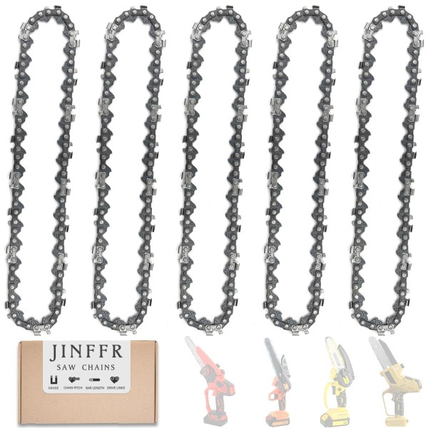 Jinffr 5 Pieces 6 Inch Chainsaw Chain, Replacement Chains for
