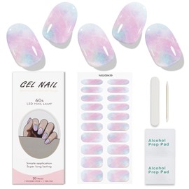 JMEOWIO Gel Nail Stickers Purple Blue Marble Semi Cured Gel Nail Strips Wraps UV/LED Nail Supplies Nail Art Design Decoration Accessories