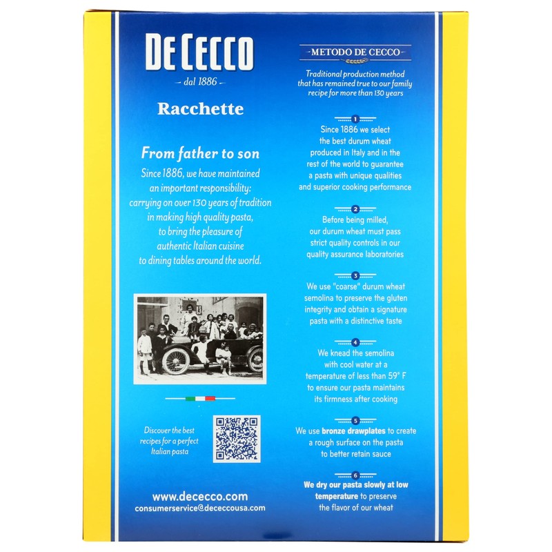 DE CECCO PASTA Racchette Pasta, 16 OZ